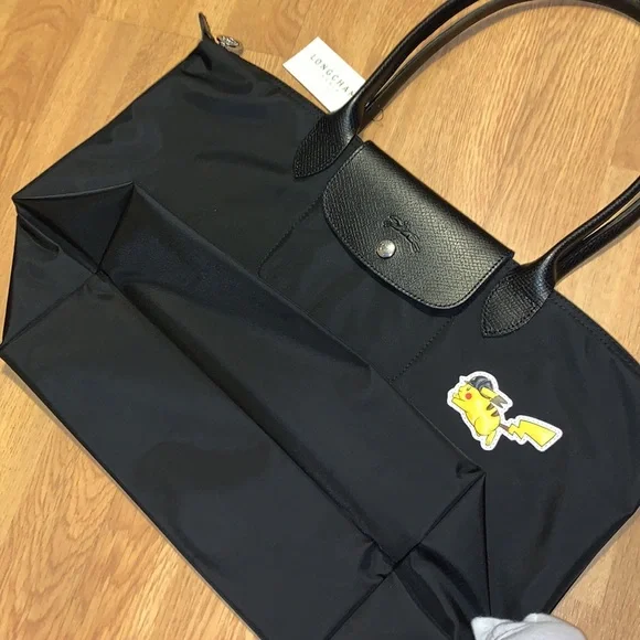 Limited Edition - NWT Longchamp x Pokemon Le Pliage Pikachu Shoulder Tote Bag - Picture 10 of 15